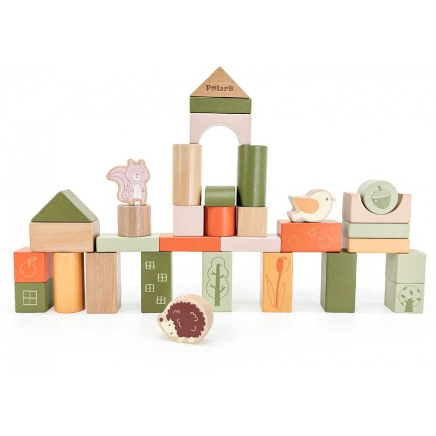 Puzzle Viga Toys VIGA PolarB wooden blocks Montessori blocks Animals 50 pcs.