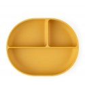 Petite&Mars Take&Match - silicone plate with compartments and suction cup, oval | Intense ocher