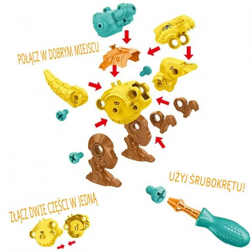 Whoopie Dinosaur Spinner Set, 3 Pieces. Construction kit in a box + drill and screwdriver – 2