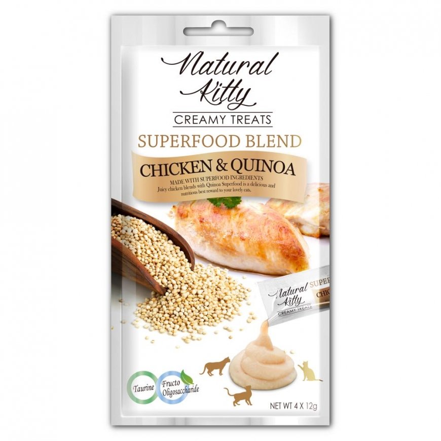 NATURAL KITTY Superfood Blend Vistas gaļa ar kvinoju - kaķu gardumi - 4 x 12g