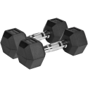 Rubberized cast iron dumbbells HEX 2x8kg, REBEL ACTIVE Rubberized cast iron dumbbells HEX 2x8kg, REBEL ACTIVE