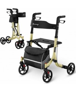 Uniprod Balcony walker support for seniors with seat and shopping bag up to 136kg - golden