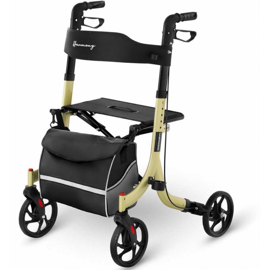 Uniprod Balcony walker support for seniors with seat and shopping bag up to 136kg - golden – 2