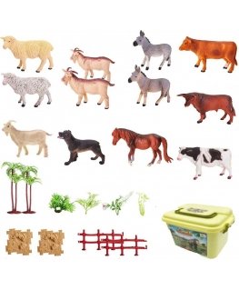 Woopie Farm miniatures set + 57 pcs. suitcase