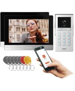 Orno GAYD MULTI2, dviejų šeimų vaizdo domofono rinkinys, 2 laidų, 8 colių Wi-Fi, jutiklinis ekranas, 2 MP Full HD, RFID, šifruok