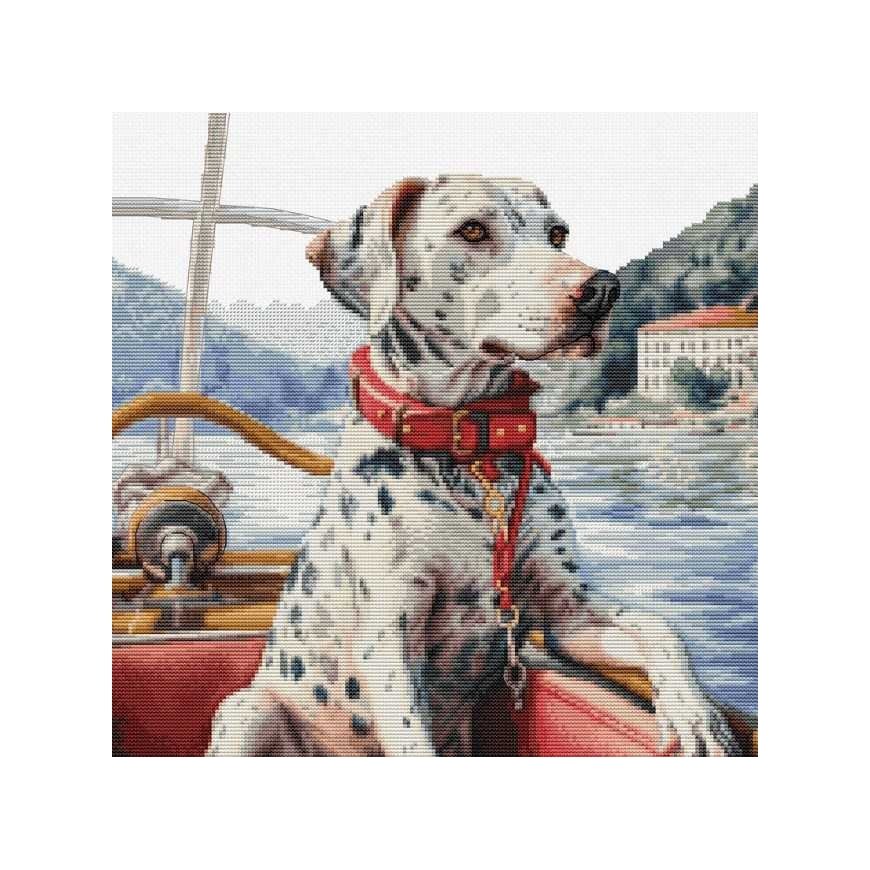 luca S Counted cross stitch kit "Dalmatians at Lake Como" 29x29 cm SBU5039 – 2