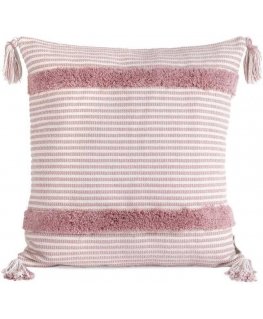 Eurofirany TERRA COLLECTION AVINION Pillow cover made of thick cotton fabric with fringes in the corners, 45X45 cm, color: pink