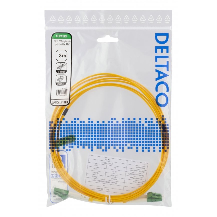 Deltaco LCLC-3S-APC InfiniBand ja kiudoptilised kaablid 3 m LC Valge – 2