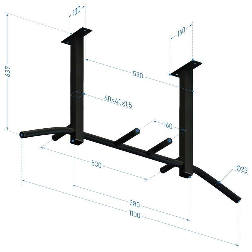 Cross bar SANRO LA-4, up to 150kg black, attached to the ceiling – 4