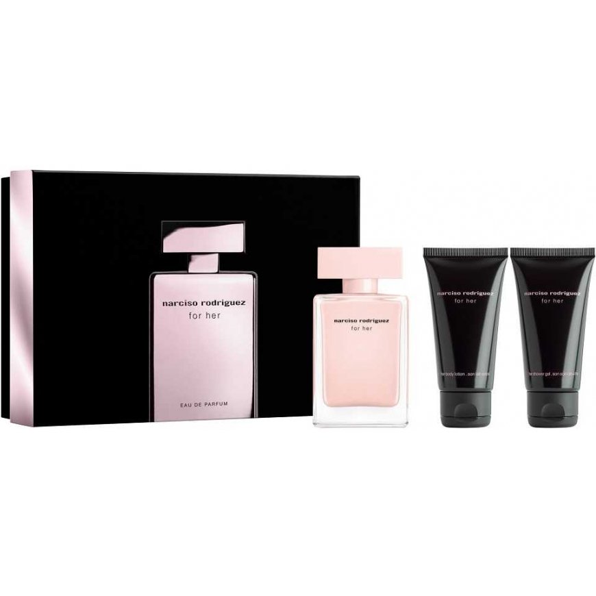 Narciso Rodriguez For Her EDP rinkinys moterims (EDP 50ml + 50ml Losjonas kūnui + 50ml Dušo želė) – 3