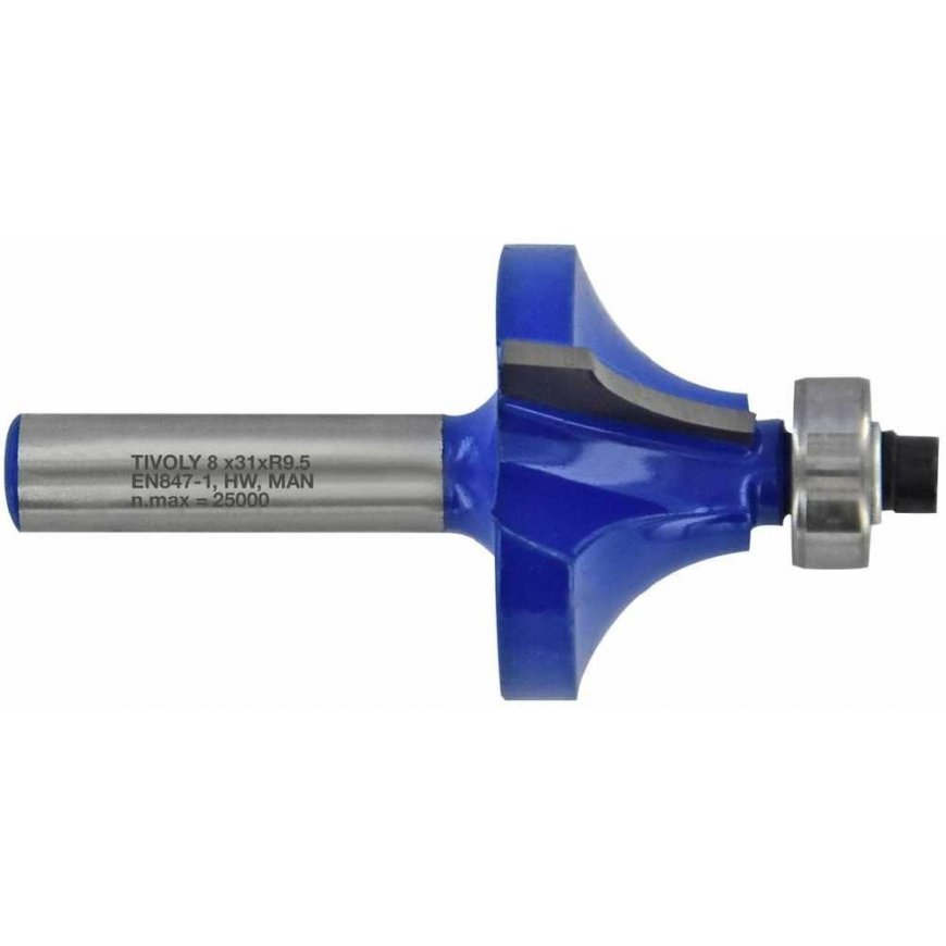 Tivoli Quarter round cutter with ball bearing, 29x8 mm, 8mm shank