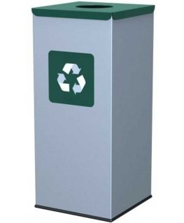 Gsg24 Metal waste sorting box 30x30x70cm 60L GLASS - green lid
