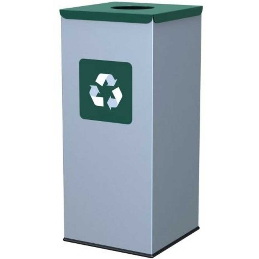Gsg24 Metal waste sorting box 30x30x70cm 60L GLASS - green lid