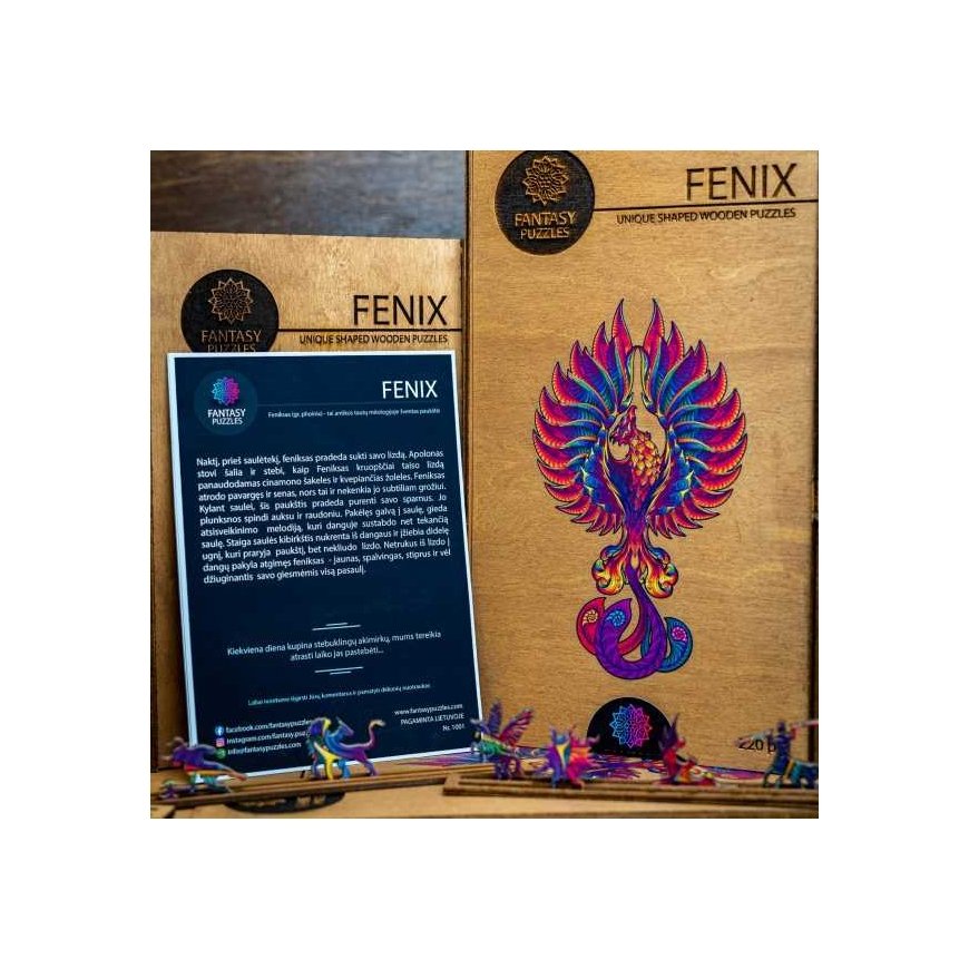 Fantasy Puzzles Fenix Dėlionė Iš Medžio M Dydis (130 detalių) – 5