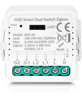 GISE išmanusis dvigubos relės modulis (ne N) Zigbee | Tuya | GDS-ZB-NN