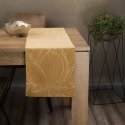 Eurofirany BLINK / 12 Aksominis stalo takelis su dideliu lotoso žiedo raštu, 35X180 cm, spalva: auksinė Eurofirany BLINK / 12 Aksominis stalo takelis su dideliu lotoso žiedo raštu, 35X180 cm, spalva: auksinė