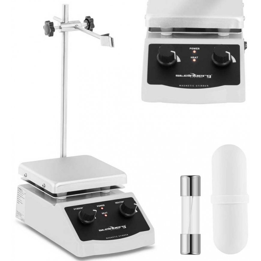 Steinberg Systems Laboratory magnetic stirrer with stand and handle 380C 2000 rpm 120 x 120 mm