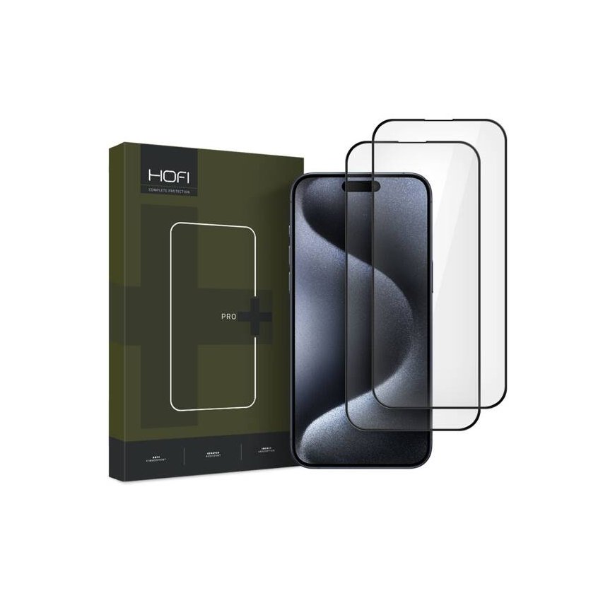 HOFI GLASS PRO+ 2-PACK IPHONE 16 BLACK TEMPERED GLASS