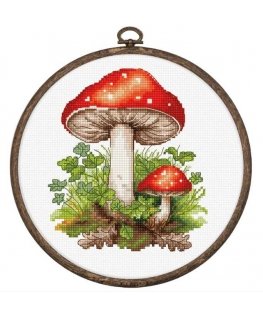 luca S Siuvinėjimo kryželiu rinkinys su lanku, įtrauktas "Amanita Muscaria" 11x13cm SBC232