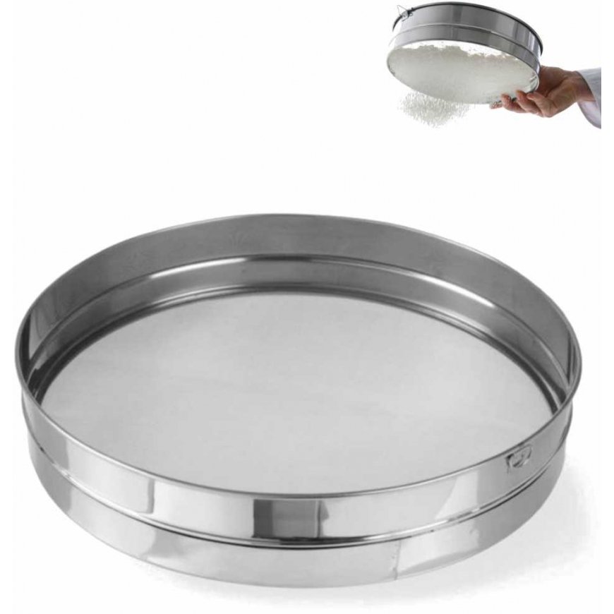 Dense baking sieve for sifting flour. 407mm steel - Hendi 637838