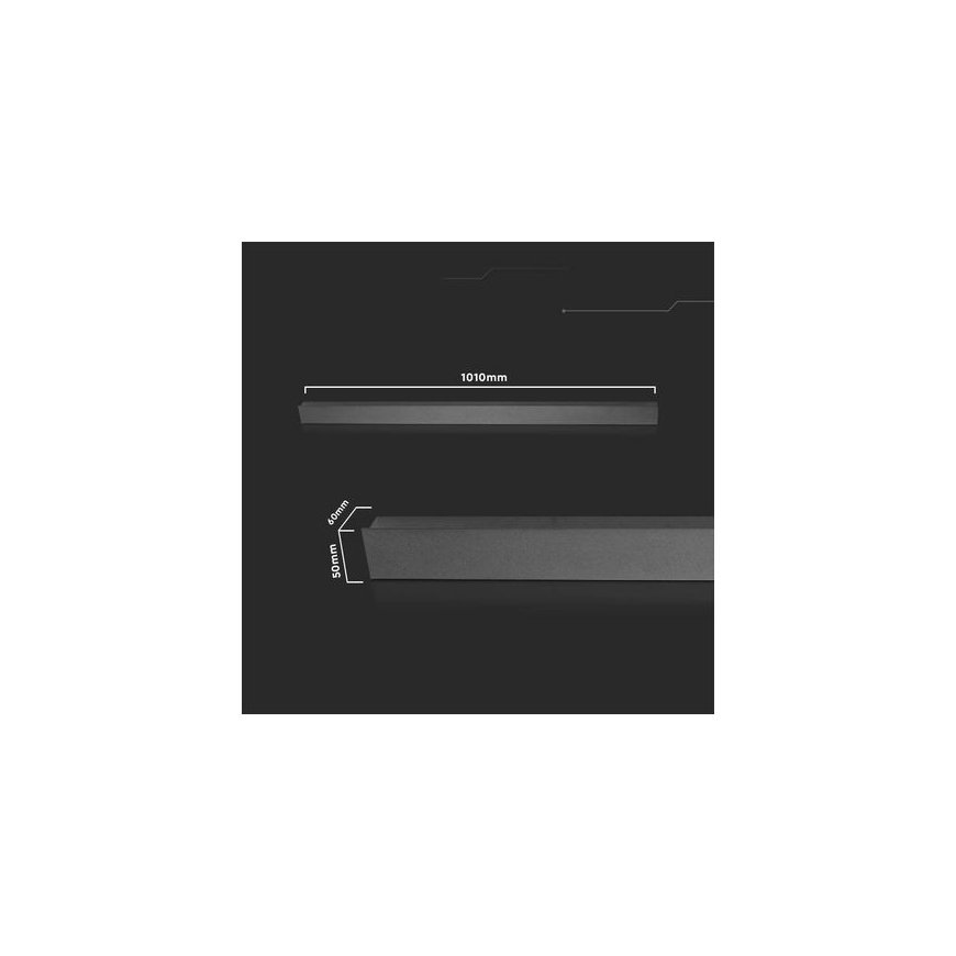 Oprawa Ścienna Elewacyjna LED Linia V-TAC 16W IP65 Czarna 100cm VT-1176 4000K 2250lm