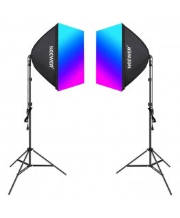 Kit Neewer NK800 two softboxes + bulbs RGB 24W 2700-6500K + tripods + barndoors