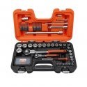Bahco Galvučių rinkinys 1/4"+1/2" 4-27mm galvutėms, terkšlėms su pasukama galvute + ilgiems ir trumpiems antgaliams. 79vnt Bahco Galvučių rinkinys 1/4"+1/2" 4-27mm galvutėms, terkšlėms su pasukama galvute + ilgiems ir trumpiems antgaliams. 79vnt