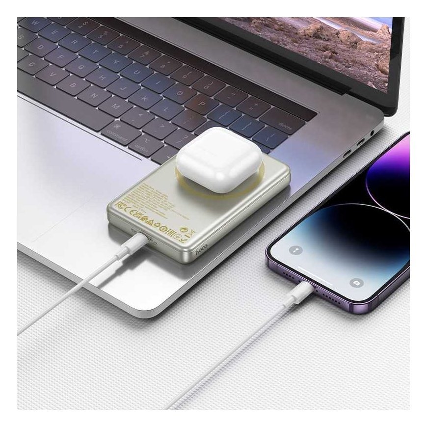 Išorinė baterija Power Bank Hoco Q26A PD20W Magnetic 10000mAh auksinė – 4