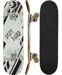 Skateboard DREWNIANA KID Black & White BEST SPORTING