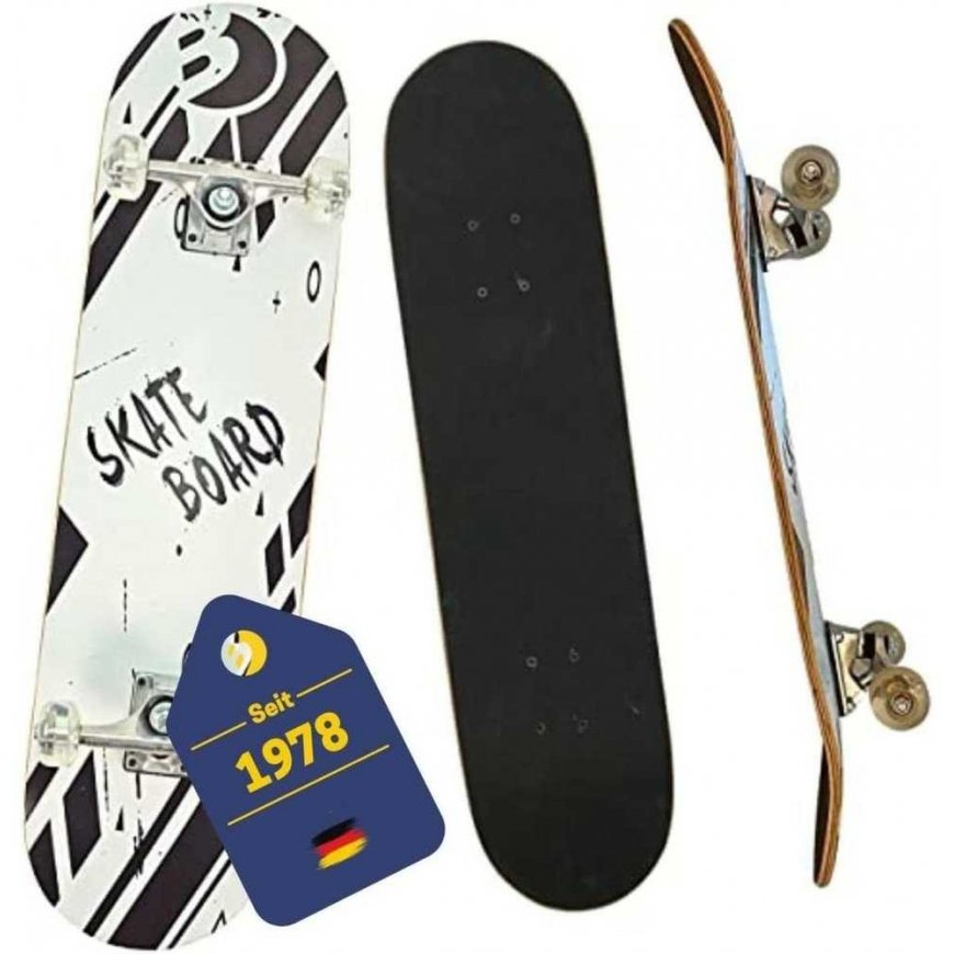 Skateboard DREWNIANA KID Black & White BEST SPORTING – 2