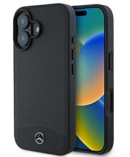 Case Mercedes MEHMP16S23RBARK iPhone 16 6.1" black/black hardcase Textured And Plain Leather MagSafe