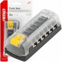 Fuse box, screw connections, 6 sockets amio-03836