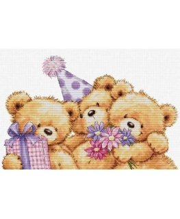 luca S Cross stitch kit "Three Party Bears" 29x19cm SB1411