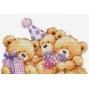 luca S Cross stitch kit "Three Party Bears" 29x19cm SB1411