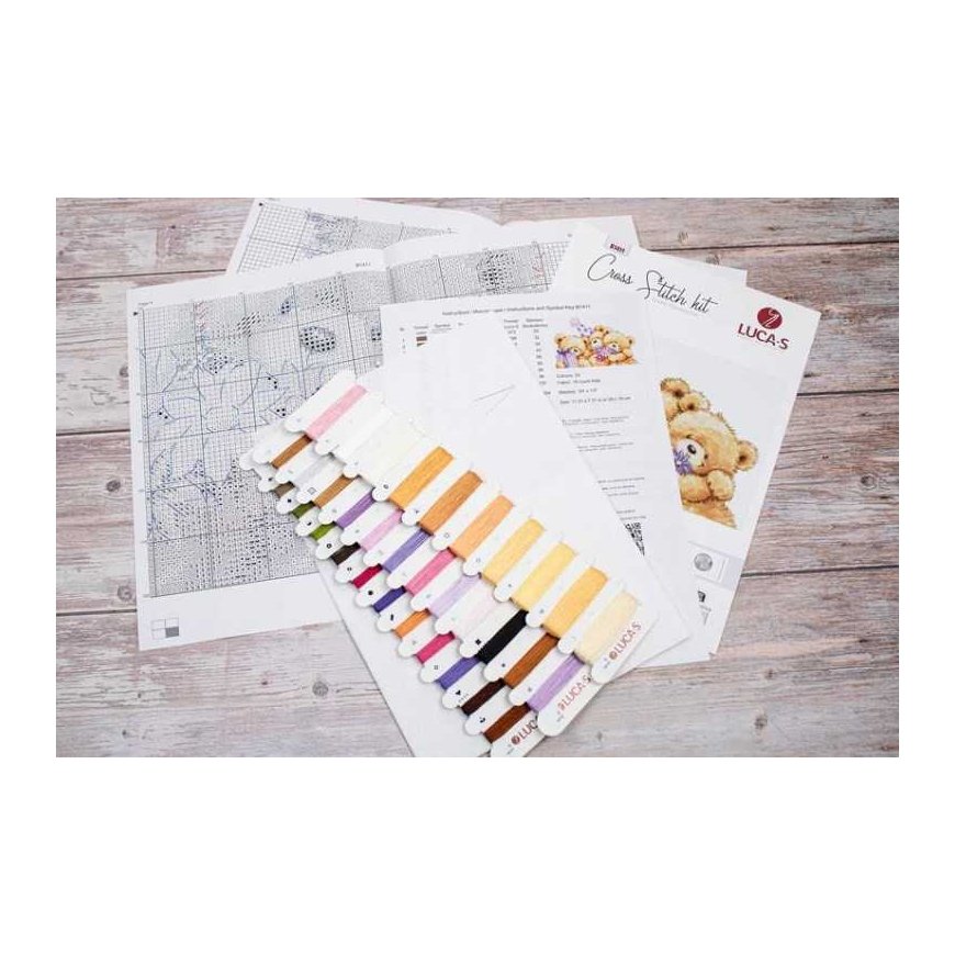 luca S Cross stitch kit "Three Party Bears" 29x19cm SB1411 – 3