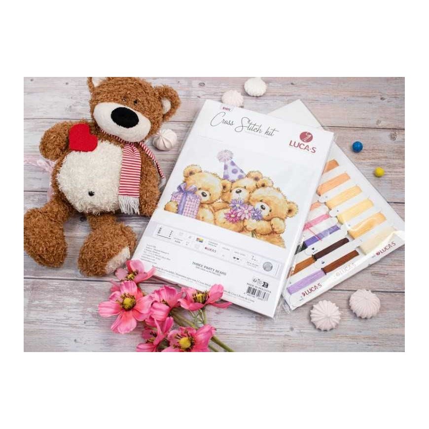 luca S Cross stitch kit "Three Party Bears" 29x19cm SB1411 – 4