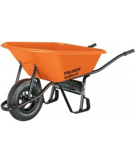 Professional wheelbarrow with HDPE plastic container and sturdy metal handles, 100L Truper Expert®