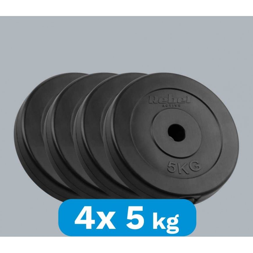 Set of bituminous weights 4x5kg, hole 31mm, classic plate, REBEL ACTIVE – 5