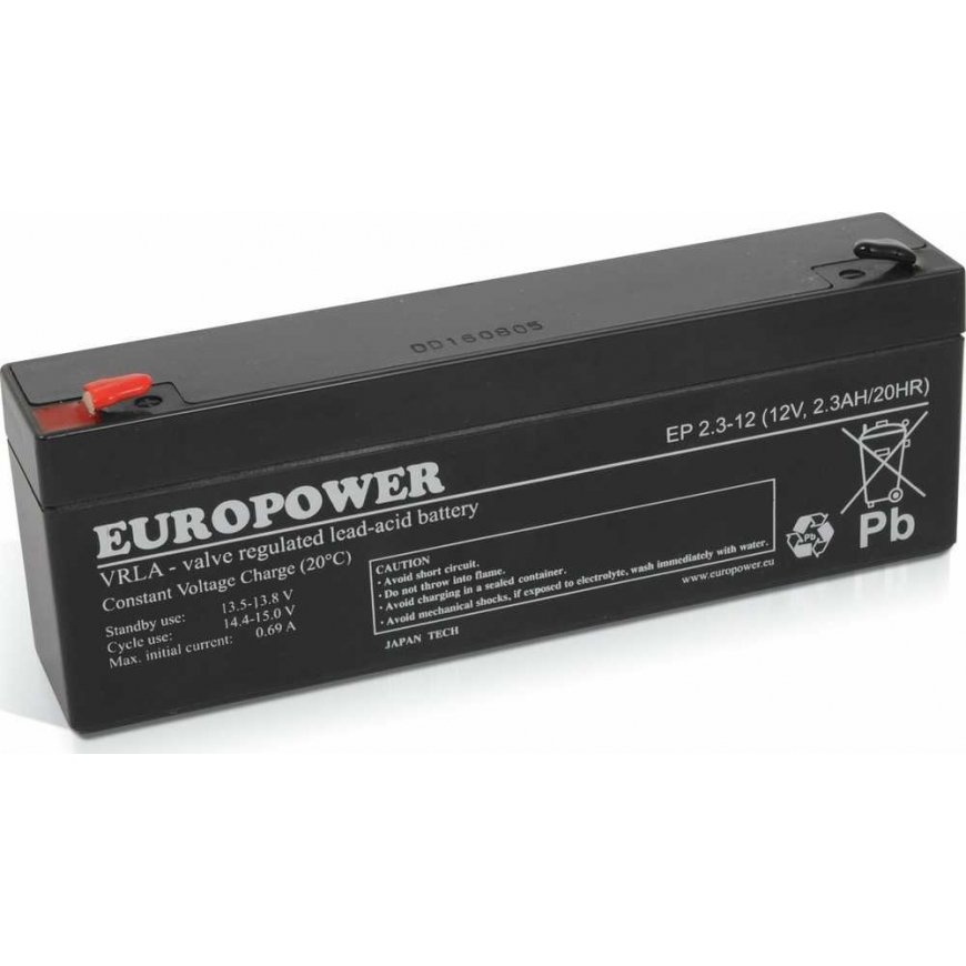 Akumuliatorius AGM EUROPOWER EP serija 12V 2.3Ah (tarnavimo laikas 6-9 metai) – 2