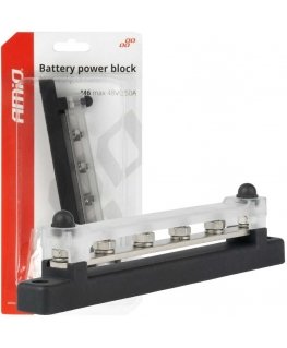 Distribution block mass plus bus bar m6 12v - 48v 150a amio-03808