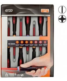 Bahco Izoliuotų atsuktuvų rinkinys ERGO™ 7 vnt - SL3,0 testeris SL2,5/3,5/4,0/5,5 PH1/2 - 1000V VDE