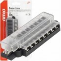 Fuse box, screw connections, 8 sockets, amio-03837