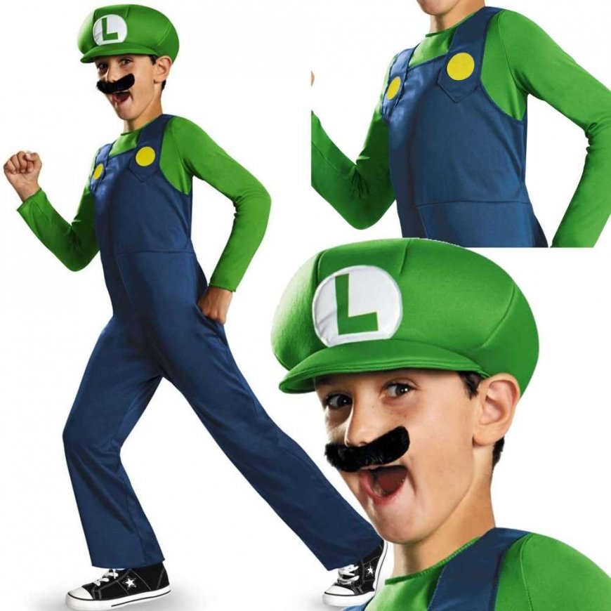Jakks Pacific Strój karnawałowy Mario dla chłopca Luigi kostium przebranie 110-122 cm (4-6 lat)