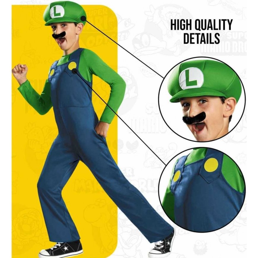 Jakks Pacific Stroj karnawałowy Mario dla chłopca Luigi costume przebranie 110-122 cm (4-6 lat) – 5