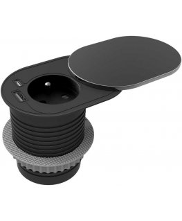 Orno Lizdas furniture ?6cm, wpuszczane w blat with przesuwn pokrywkka, ładodarka USB i przewodem 1.9m, 1x2P+Z (French), 1xUSB (t