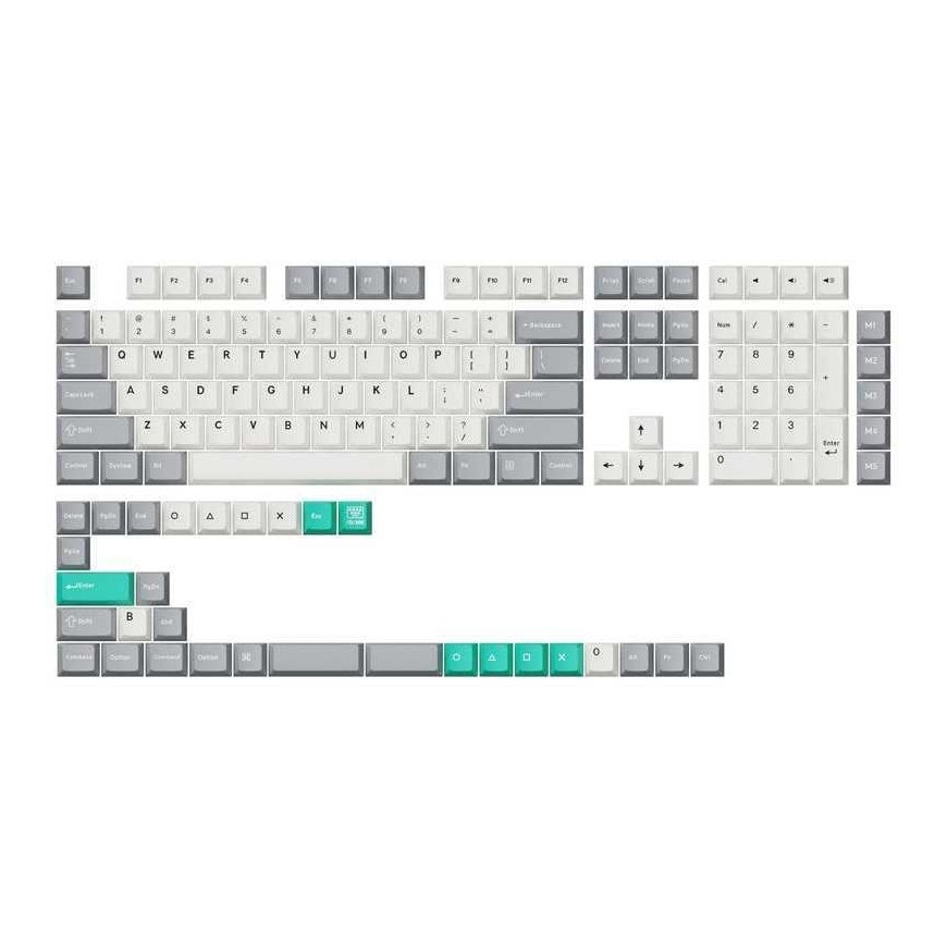 Keyboard Keychron Double shot PBT Full Set (Cherry profile - Gray, White, Mint) Keycap set