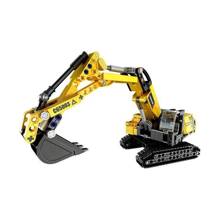 Klocki konstrukcyjne CaDA Duża koparka Chassis budowlany yellow Maszyna 467 parts – 5