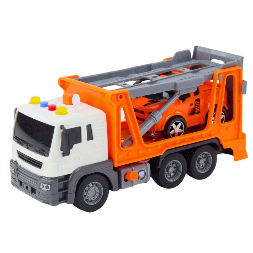 Lean Toys Daugiafunkcis vilkikas su šviesomis ir garsais 1:16 oranžinis automobilis – 2