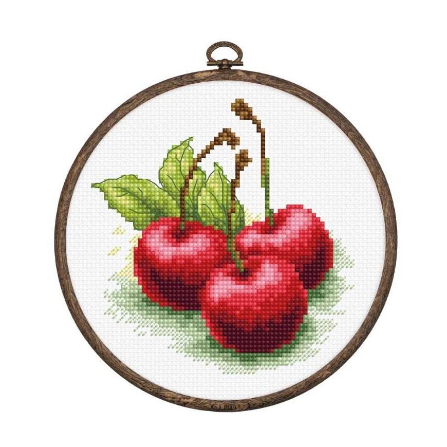 luca S Cross Stitch Kit with Hoop Included Cherries 10x10cm SBC103 – 2