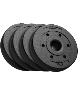Set of bituminous weights 4x5kg, hole 51mm - for Olympic barbells, REBEL ACTIVE